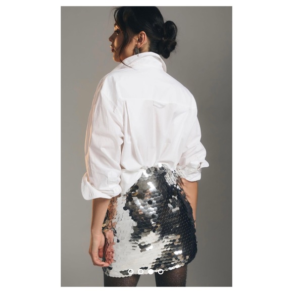 NWT Anthropologie Endless Rose Sequin Mini Skirt in Silver  Size Small - Picture 3 of 7